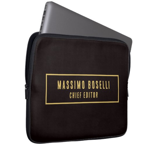 Gold & Schwarz minimalistischer moderner Profi Laptopschutzhülle (Vorne Rechts)