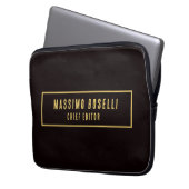 Gold & Schwarz minimalistischer moderner Profi Laptopschutzhülle (Vorderseite Links)