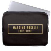 Gold & Schwarz minimalistischer moderner Profi Laptopschutzhülle (Vorderseite)