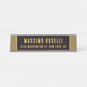 Gold & Schwarz minimalistischer moderner Profi Schreibtischnamensplakette