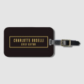 Gold & Schwarz minimalistischer professioneller mo Gepäckanhänger (Vorderseite (Horizontal))