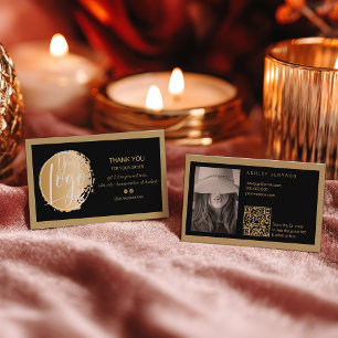 Gold Schwarz minimalistisches Logo Qr Bestellung D Visitenkarte