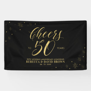 Gold & Schwarz Moderne 50. Hochzeitstag Banner