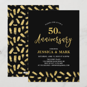 Gold & Schwarz   Moderne 50. Hochzeitstag-Jubiläum Einladung
