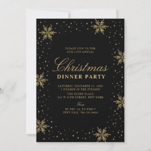 Gold & Schwarz Moderne elegante Weihnachtsdinner Einladung