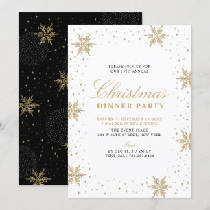 Gold & Schwarz Moderne elegante Weihnachtsdinner Einladung