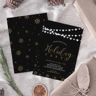 Gold & Schwarz   Moderne Firmen-Weihnachtsfeier Einladung