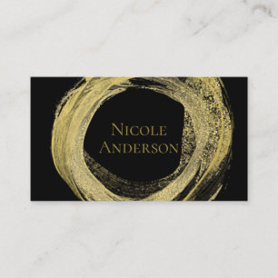 Gold & Schwarz Moderne Malpinsel Glamour Chic Eleg Visitenkarte