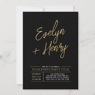 Gold & Schwarz Moderne Party-Einladung für jeden A Einladung