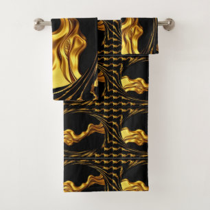Gold Schwarz Monochrom Christian Achempong Opulent Badhandtuch Set