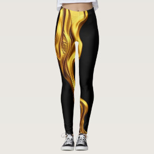 Gold Schwarz Monochrom: Opulentes Wirrwarr Achempo Leggings