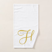 Gold Schwarz Monogramm Weiß Badhandtuch Set (Handtuch)