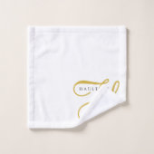 Gold Schwarz Monogramm Weiß Badhandtuch Set (Waschlappen)