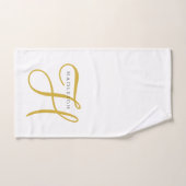 Gold Schwarz Monogramm Weiß Badhandtuch Set (Handtuch)
