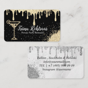 Gold Schwarz Private Party Barkeeper Visitenkarte