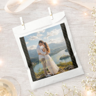 Gold & Schwarz Punkte Hochzeit personalisiert Geschenktütchen