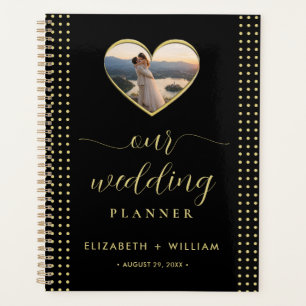 Gold & Schwarz Punkte Hochzeit personalisiert Planer