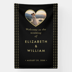 Gold & Schwarz Punkte personalisierte Hochzeit Banner