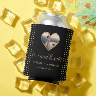 Gold & Schwarz Punkte personalisierte Hochzeit Dosenkühler