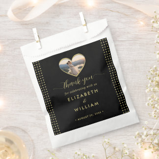 Gold & Schwarz Punkte personalisierte Hochzeit Geschenktütchen