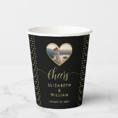 Gold & Schwarz Punkte personalisierte Hochzeit Pappbecher (Rückseite)
