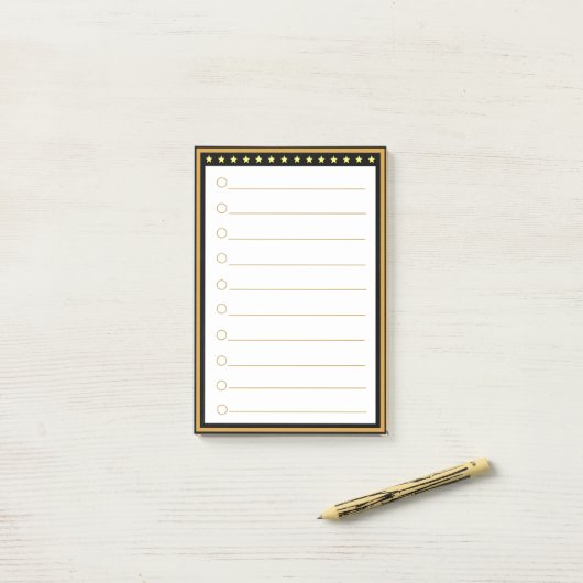 Gold-Schwarz-Rahmen-Seitentafeln Post-it Klebezettel (Auf Schreibtisch)