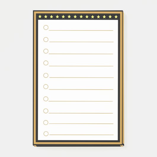 Gold-Schwarz-Rahmen-Seitentafeln Post-it Klebezettel (Vorderseite)