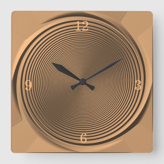 Gold/Schwarz-Swirbel-Design >Wandleuchte Quadratische Wanduhr (Vorderseite)