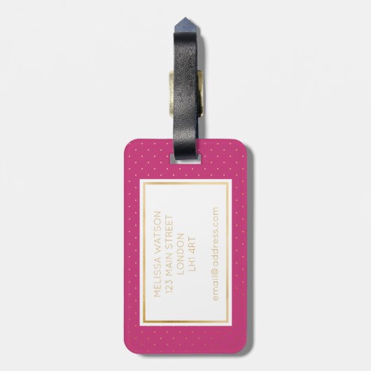 Gold-, Schwarz-u. Pinkkleiner Gepäckanhänger (Rückseite vertikal)
