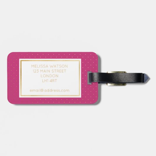 Gold-, Schwarz-u. Pinkkleiner Gepäckanhänger (Rückseite horizontal)