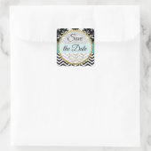 Gold-, Schwarz- und Blütenkleber Save the Date Quadratischer Aufkleber (Tasche)