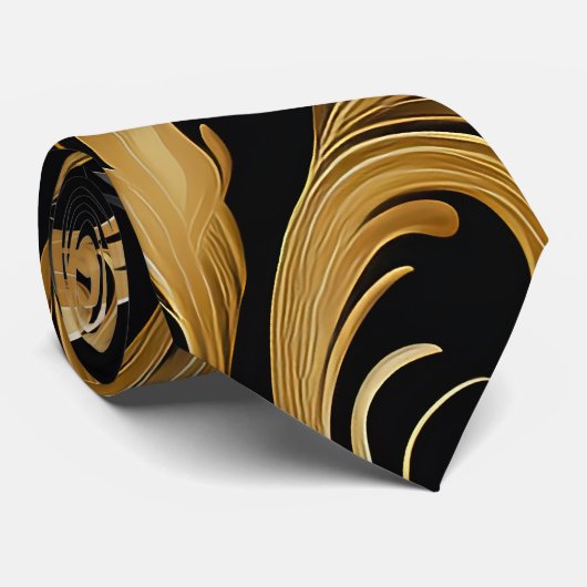 Gold-, Schwarz- und Graue Krawatte (Gerollt)