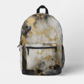 Gold-, Schwarz- und Weißmarmor | Bedruckter Rucksack (Vorderseite)