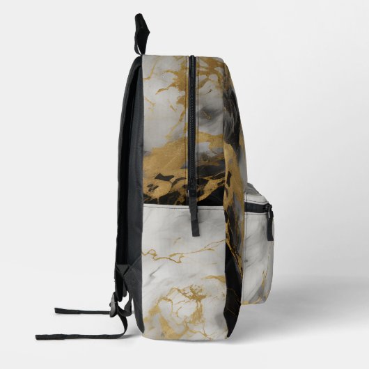 Gold-, Schwarz- und Weißmarmor | Bedruckter Rucksack (Links)