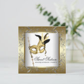 Gold Schwarz-weiß 16 . Geburtstag Masquerade Party Einladung (Stehend Vorderseite)