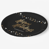 Gold Schwarz-weiß Confetti Corporate Holiday Party Pappteller (Schrägansicht)