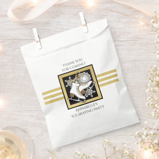 Gold Schwarz-weiß Ice Skaten Party Vielen Dank Geschenktütchen (Ausgeschnitten)
