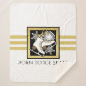 Gold Schwarz-weiß Ice Skaten Sherpadecke (Vorderseite)