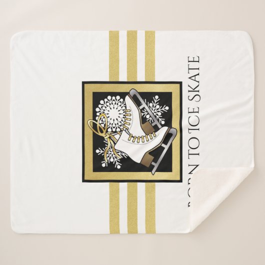 Gold Schwarz-weiß Ice Skaten Sherpadecke (Vorderseite (Horizontal))