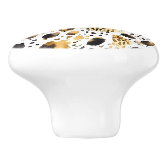 Gold Schwarz-weiß Leopard Print Keramikknauf (Seitenansicht)