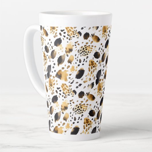 Gold Schwarz-weiß Leopard Print Milchtasse (Linke Ecke)
