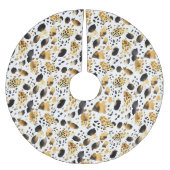 Gold Schwarz-weiß Leopard Weihnachten Polyester Weihnachtsbaumdecke (Vorderseite)