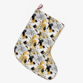 Gold Schwarz-weiß Leopards Großer Weihnachtsstrumpf (Vorderansicht (hängend))