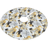 Gold Schwarz-weiß Leopards Polyester Weihnachtsbaumdecke (Schrägansicht)