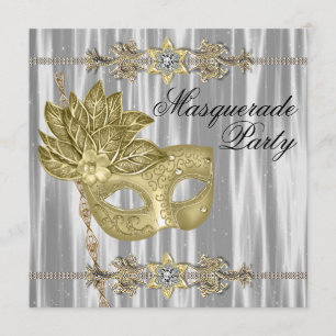 Gold Schwarz-weiß Masquerade Party Einladung