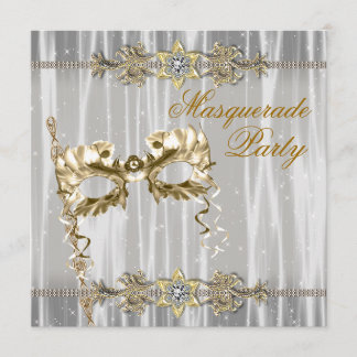 Gold Schwarz-weiß Masquerade Party Einladung
