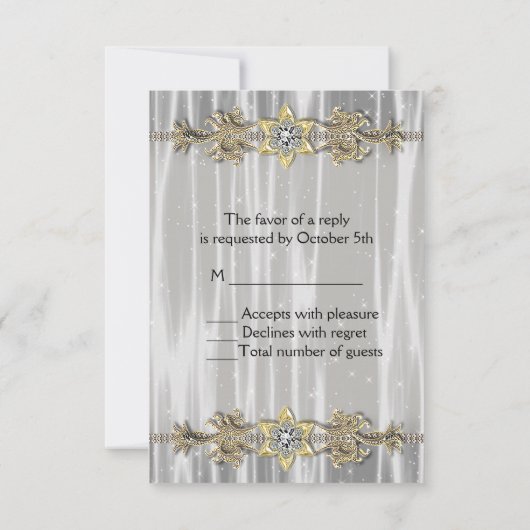 Gold Schwarz-weiß Masquerade Party UAWG RSVP Karte (Rückseite)