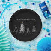 Gold, Schwarz, Weiß Moderne Weihnachtsbaumstars Pappteller (Party)