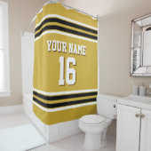 Gold Schwarz-weiß Stripes Sports Jersey Duschvorhang (Beispiel)