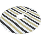 Gold Schwarz-weiß Strips Weihnachten Polyester Weihnachtsbaumdecke (Schrägansicht)